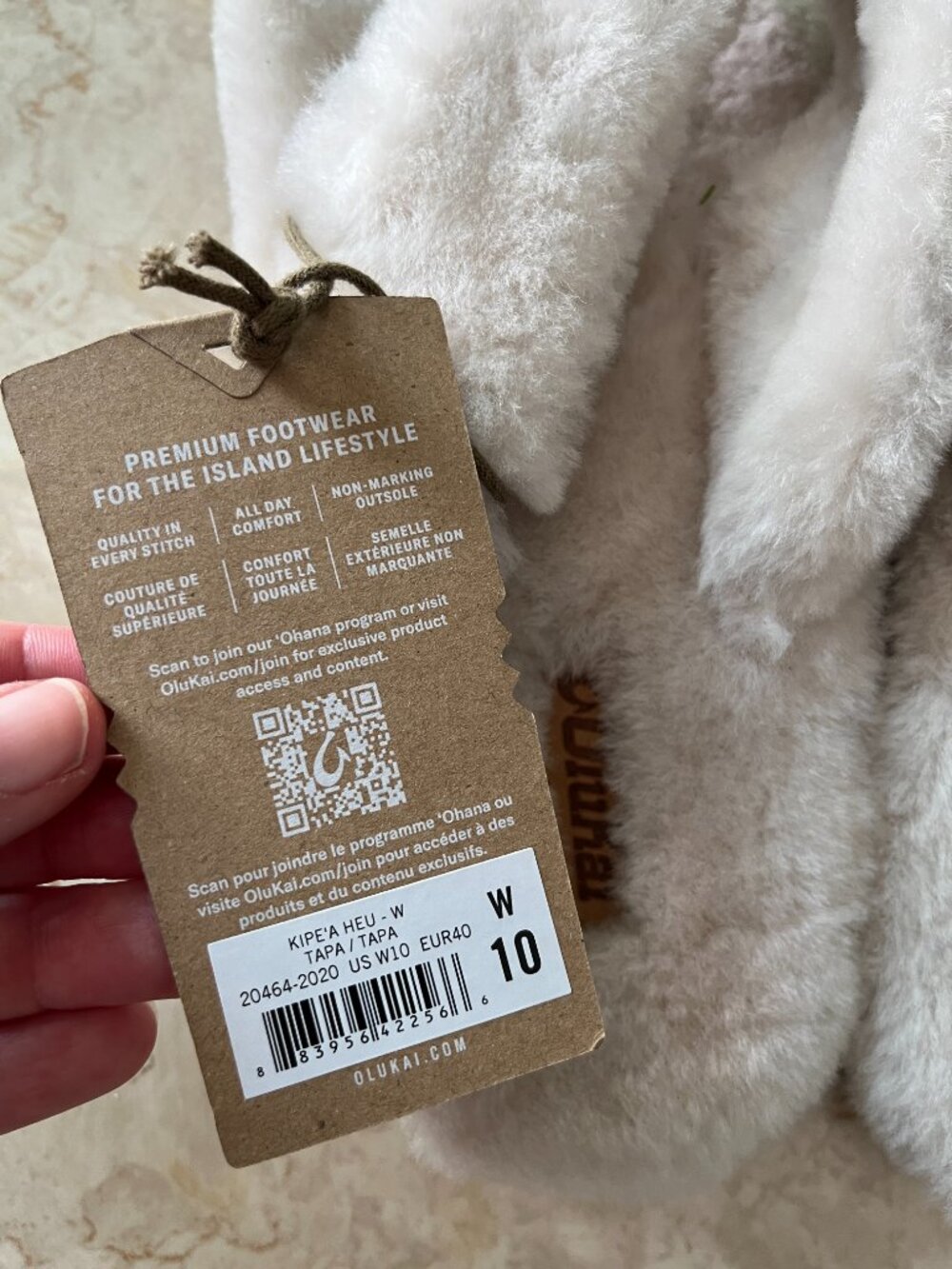 NWT Olukai Sz 10 Women's Kipe'a Heu Shearling Sandal Slipper in color Tapa - Picture 6 of 11